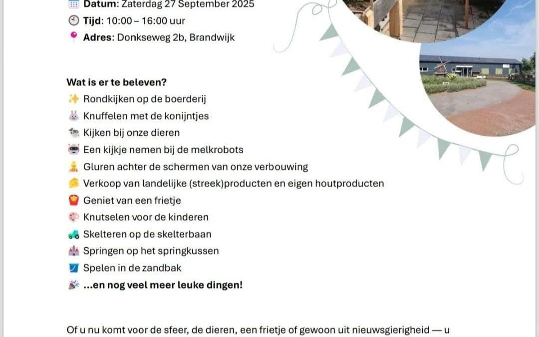 Open dag zaterdag 27 september